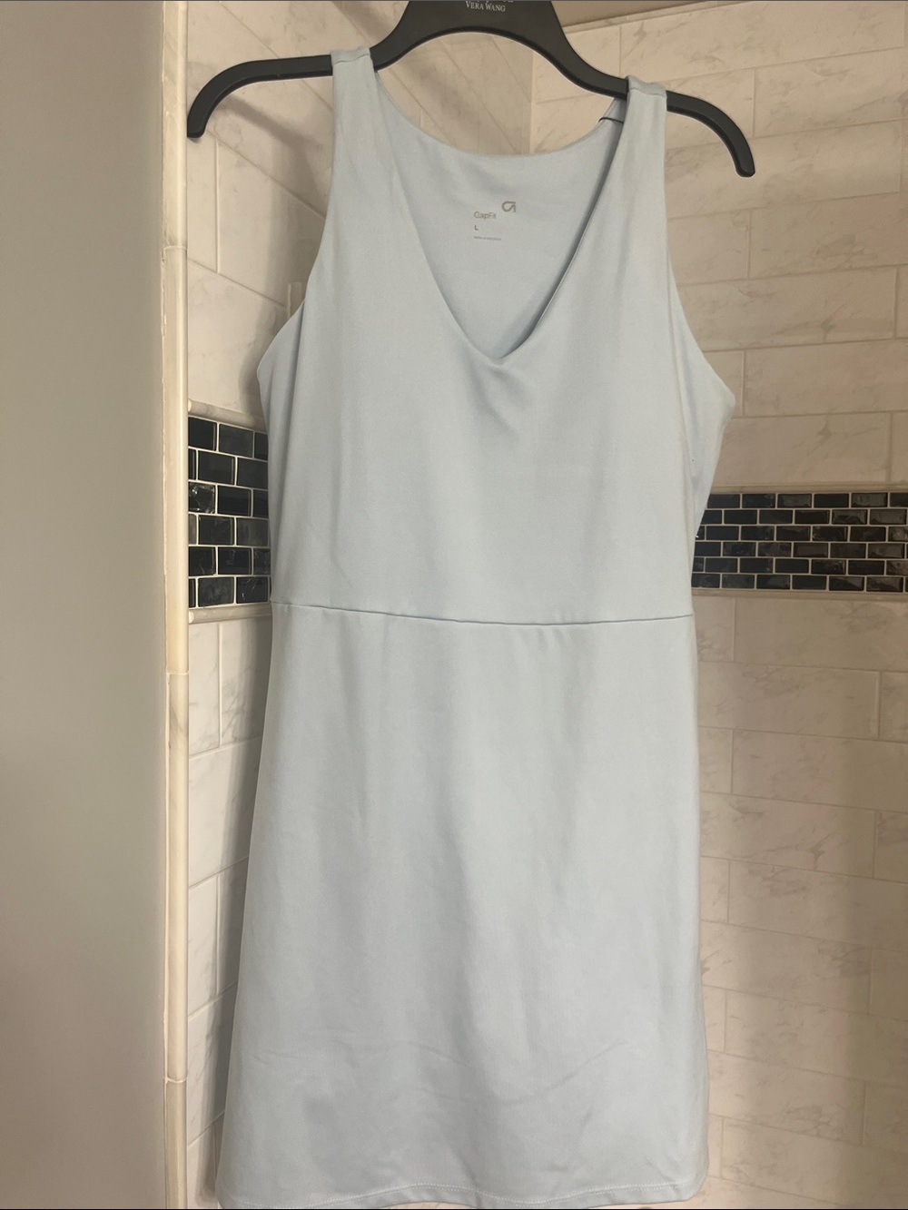 Gap Fit Active Tank Dress Light Blue Sleeveless V-Neck Women's Dress With Shorts